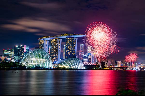 Singapore's National Day Fireworks - Marina Bay